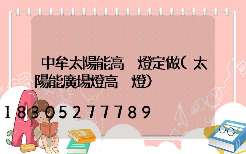 中牟太陽能高桿燈定做(太陽能廣場燈高桿燈)