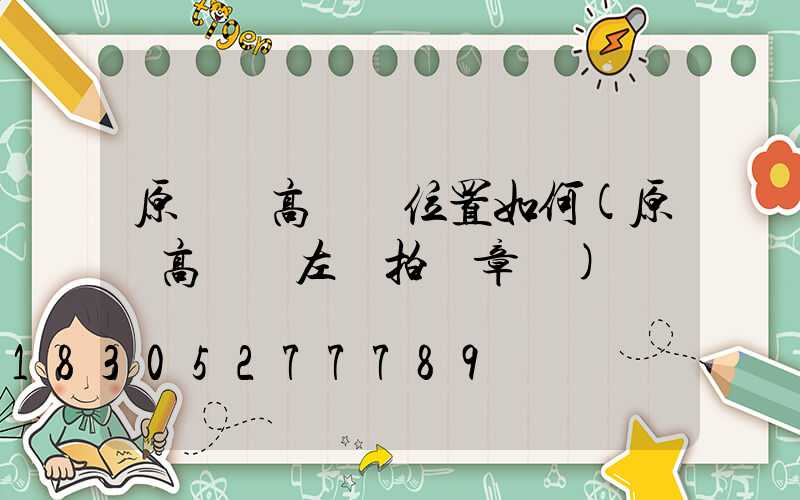 原陽縣高桿燈位置如何(原陽高桿燈左轉拍違章嗎)