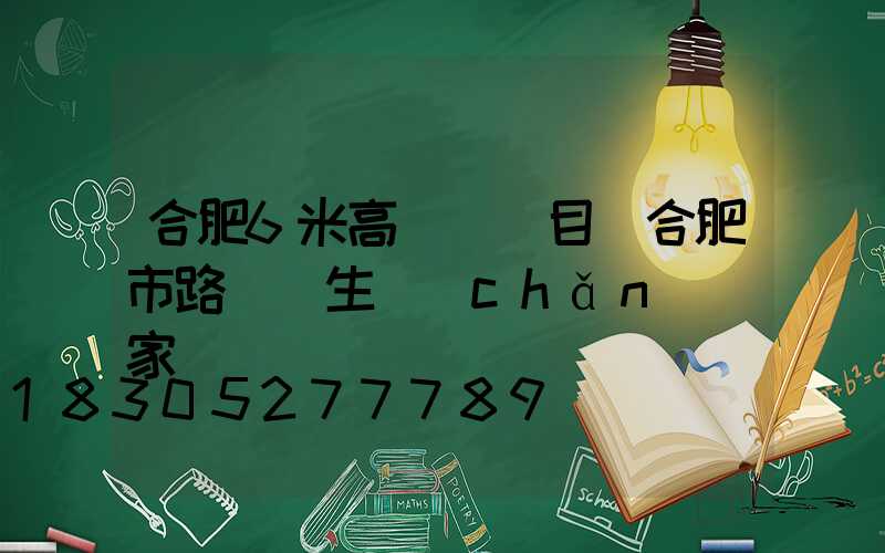 合肥6米高桿燈項目(合肥市路燈桿生產(chǎn)廠家)