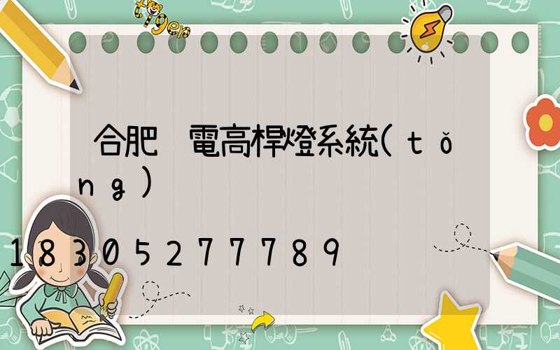 合肥鋰電高桿燈系統(tǒng)