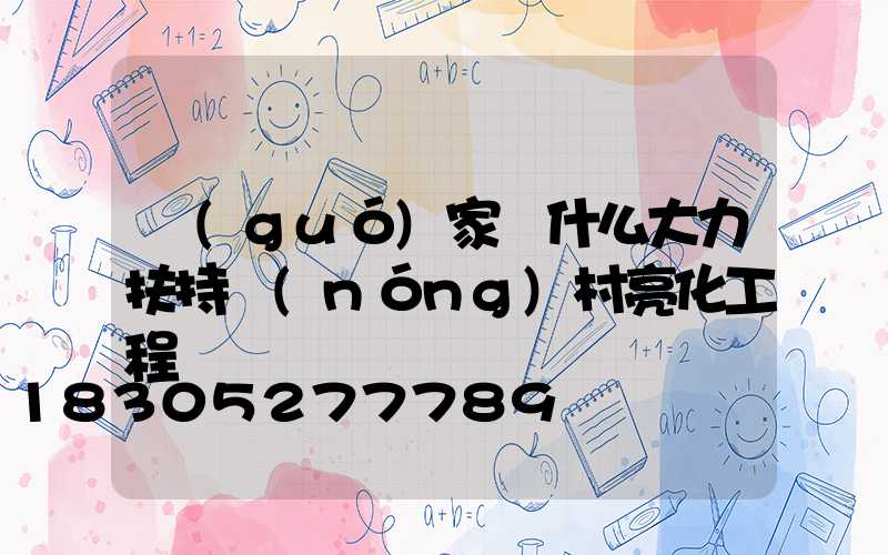 國(guó)家為什么大力扶持農(nóng)村亮化工程