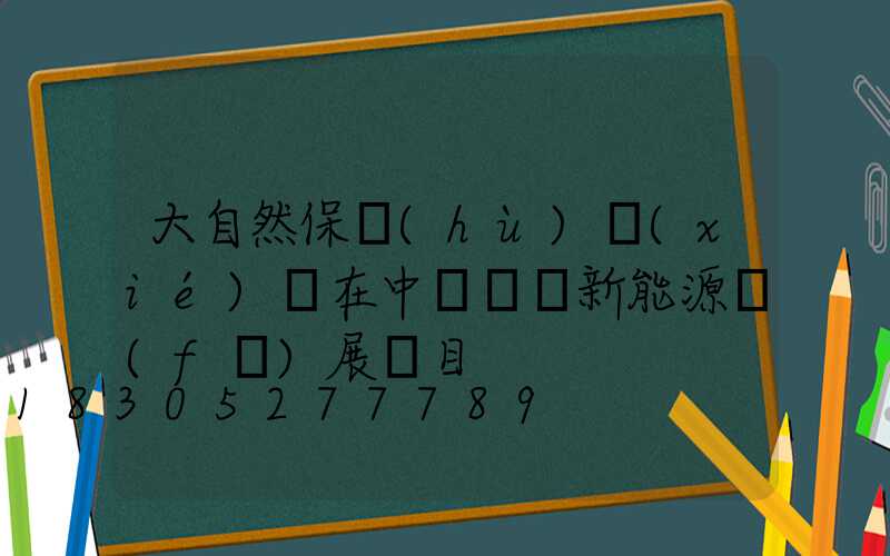 大自然保護(hù)協(xié)會在中國啟動新能源發(fā)展項目