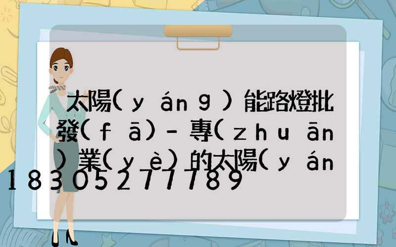 太陽(yáng)能路燈批發(fā)-專(zhuān)業(yè)的太陽(yáng)能led照明生產(chǎn)商!