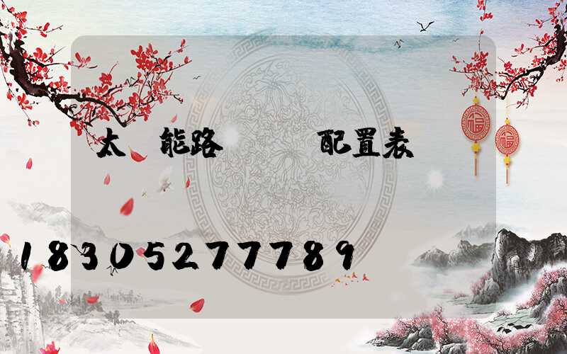 太陽能路燈參數配置表