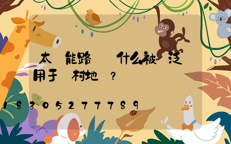 太陽能路燈為什么被廣泛運用于農村地區？