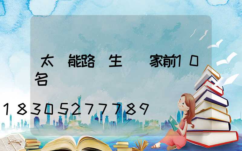 太陽能路燈生產廠家前10名