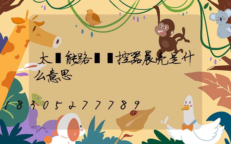 太陽能路燈遙控器晨亮是什么意思