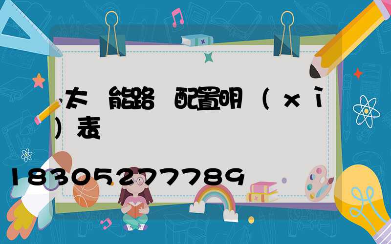 太陽能路燈配置明細(xì)表