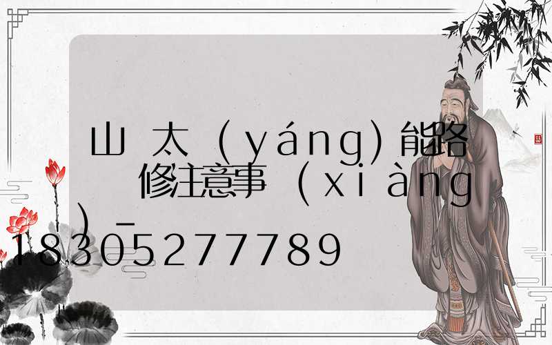 山東太陽(yáng)能路燈維修注意事項(xiàng)-