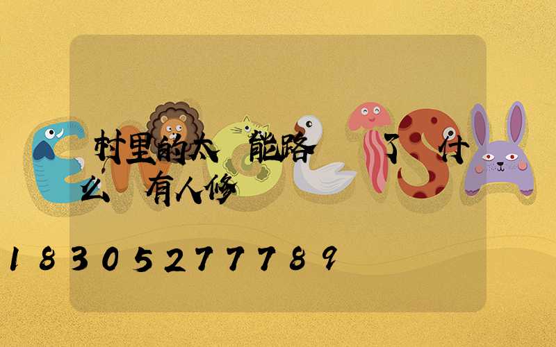 村里的太陽能路燈壞了為什么沒有人修