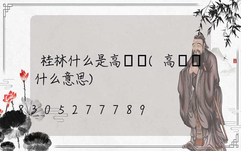 桂林什么是高桿燈(高桿燈什么意思)