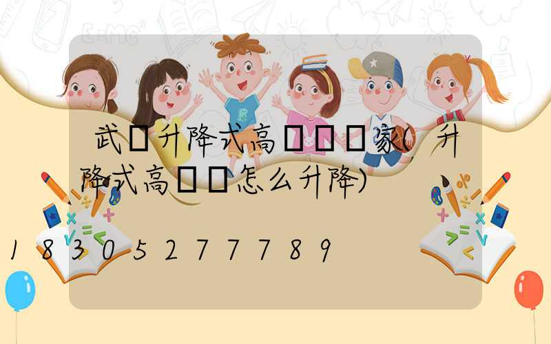 武漢升降式高桿燈廠家(升降式高桿燈怎么升降)