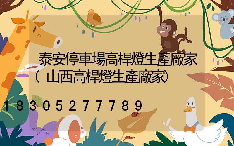 泰安停車場高桿燈生產廠家(山西高桿燈生產廠家)