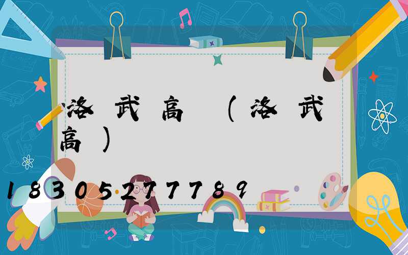 洛陽武漢高桿燈(洛陽武漢高鐵)