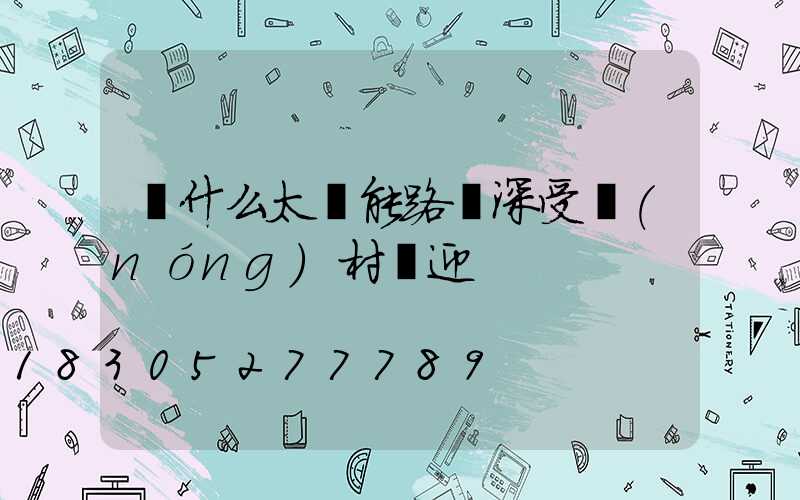 為什么太陽能路燈深受農(nóng)村歡迎