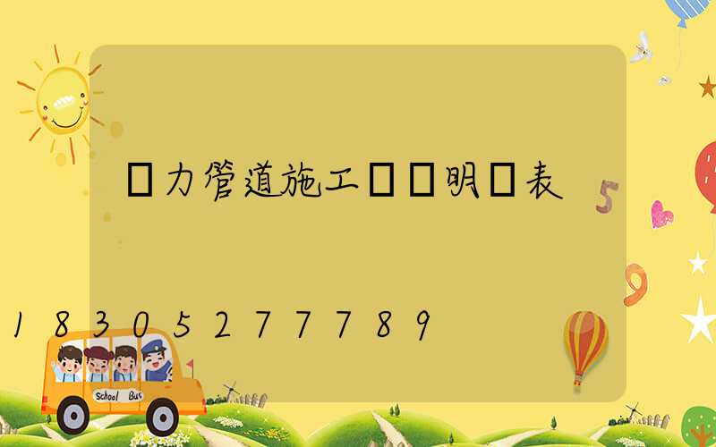 熱力管道施工報價明細表