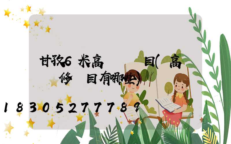 甘孜6米高桿燈項目(高桿燈檢修項目有哪些)