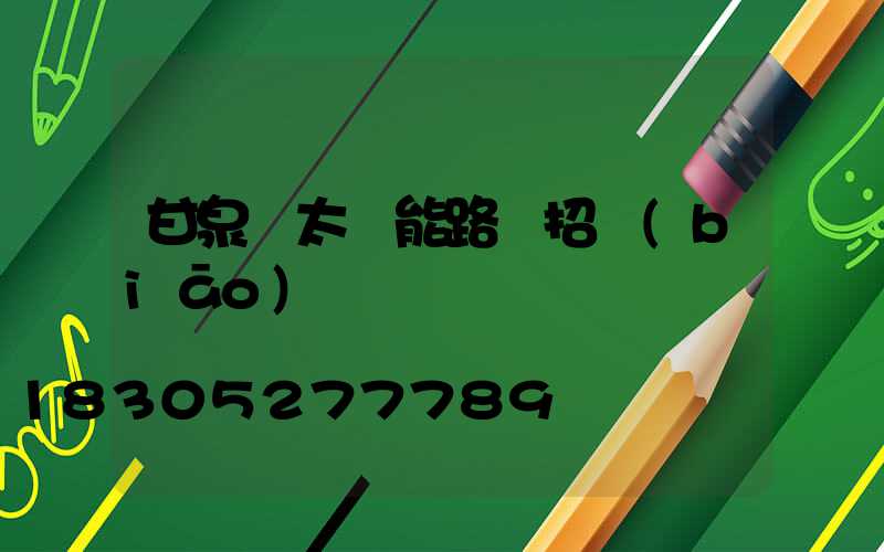 甘泉縣太陽能路燈招標(biāo)