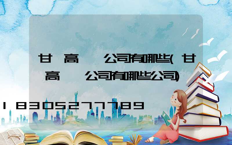 甘肅高桿燈公司有哪些(甘肅高桿燈公司有哪些公司)
