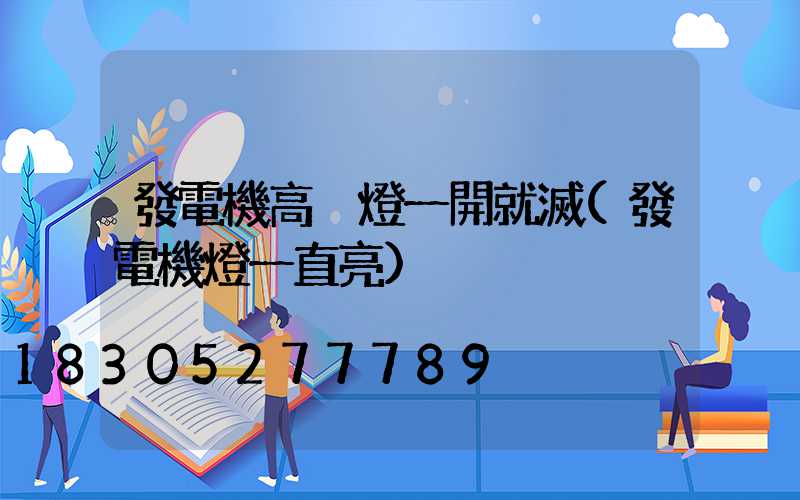 發電機高桿燈一開就滅(發電機燈一直亮)