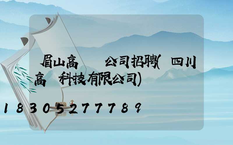 眉山高桿燈公司招聘(四川高燈科技有限公司)