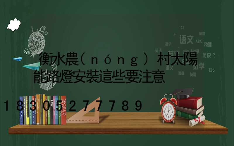 衡水農(nóng)村太陽能路燈安裝這些要注意