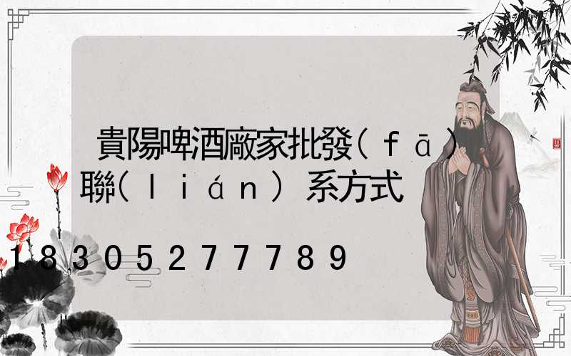 貴陽啤酒廠家批發(fā)聯(lián)系方式