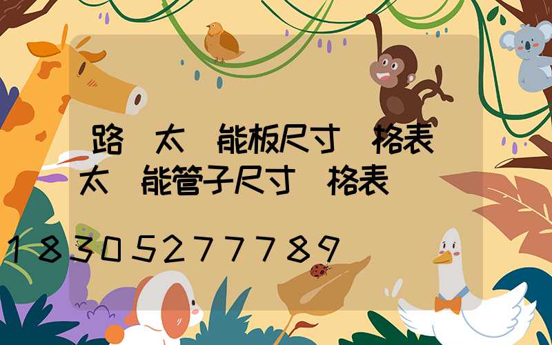 路燈太陽能板尺寸規格表(太陽能管子尺寸規格表)