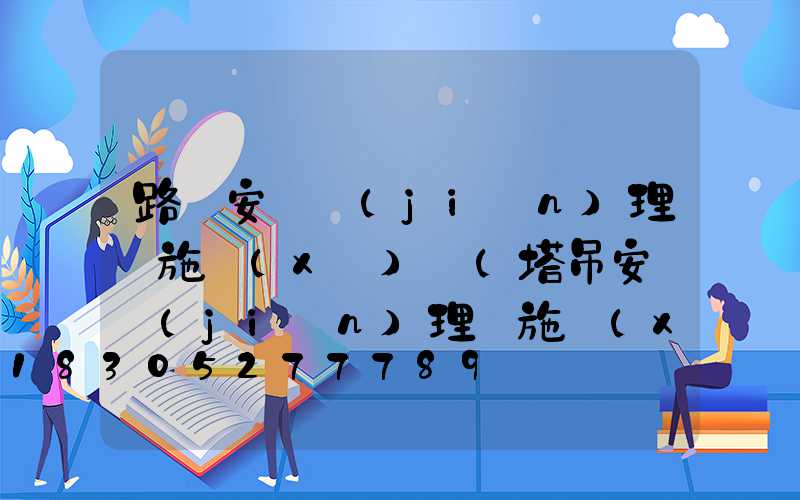 路燈安裝監(jiān)理實施細(xì)則(塔吊安裝監(jiān)理實施細(xì)則)