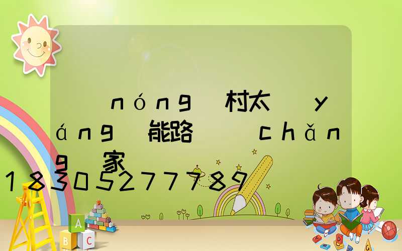 農(nóng)村太陽(yáng)能路燈廠(chǎng)家