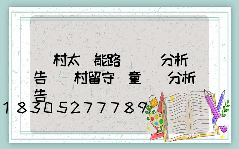 農村太陽能路燈現狀分析報告(農村留守兒童現狀分析報告)