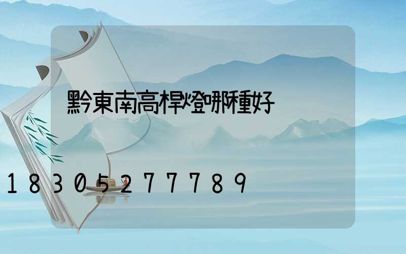 黔東南高桿燈哪種好